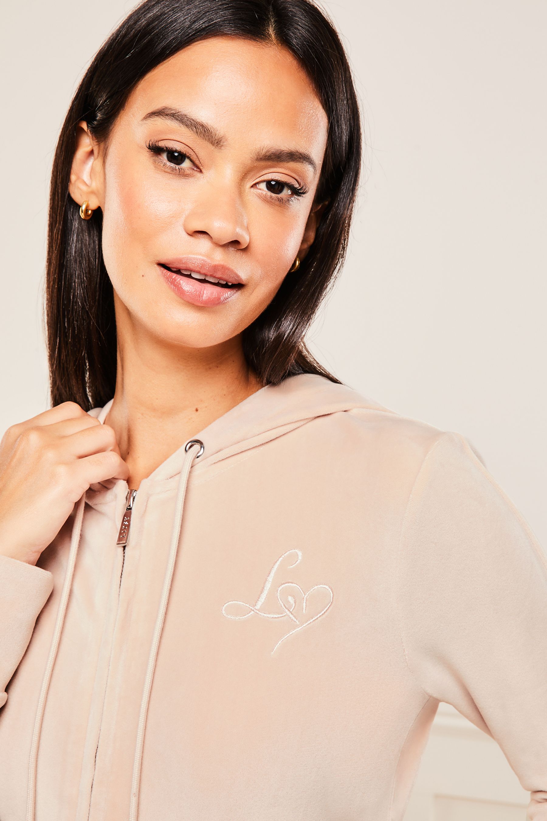 Buy Lipsy Pink Embroidered Patch Velour Zip Up Hoodie from Next Luxembourg