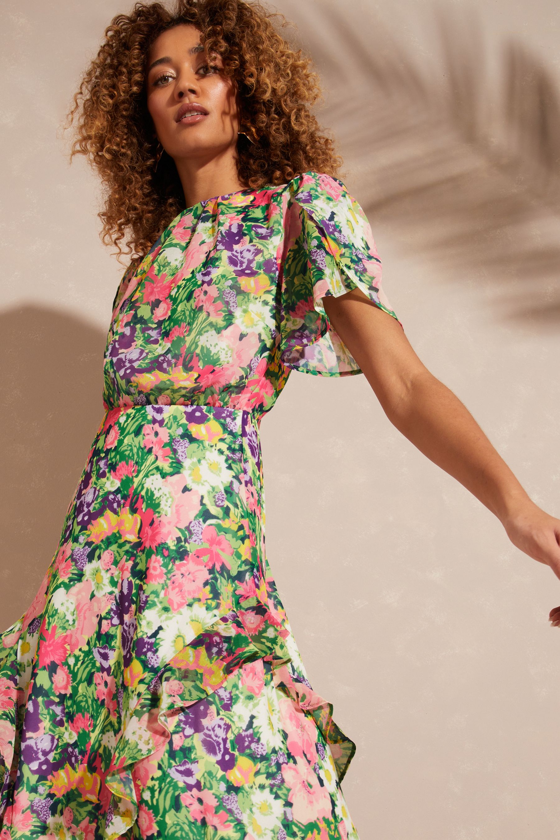 Ivory flutter sleeve dress shop