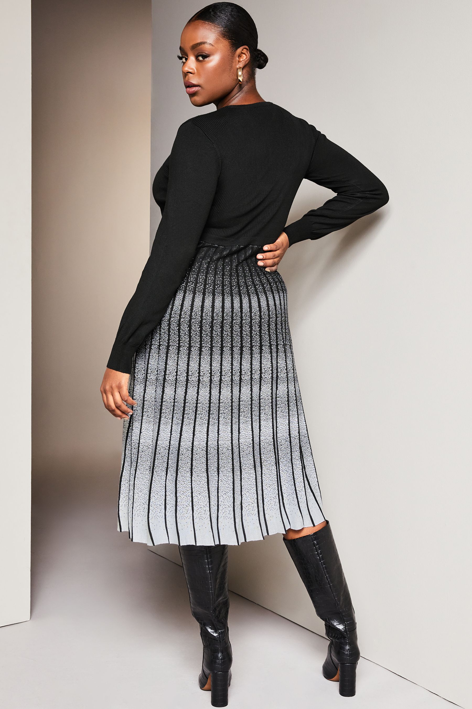 Lipsy stripe pleated skirt dress sales