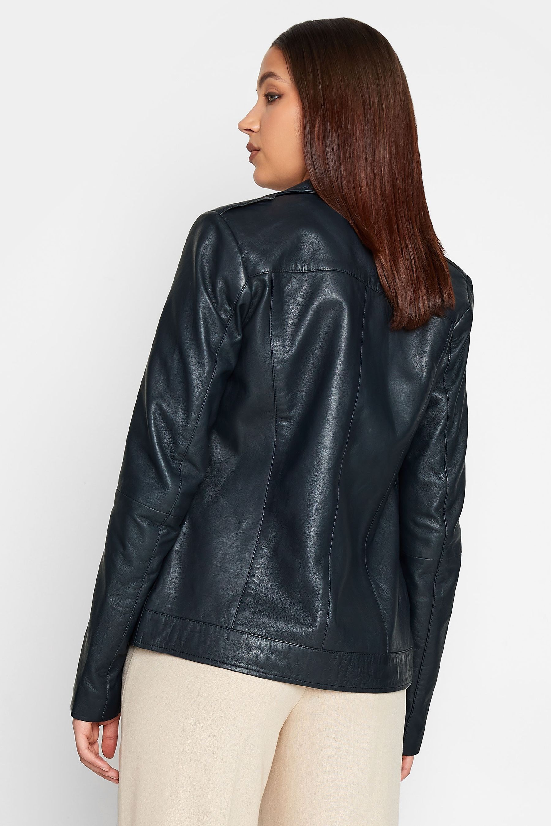 Buy Long Tall Sally Blue Leather Biker Jacket from Next Luxembourg