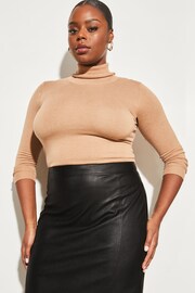 Lipsy Black Curve Faux Leather Pencil Skirt - Image 4 of 4