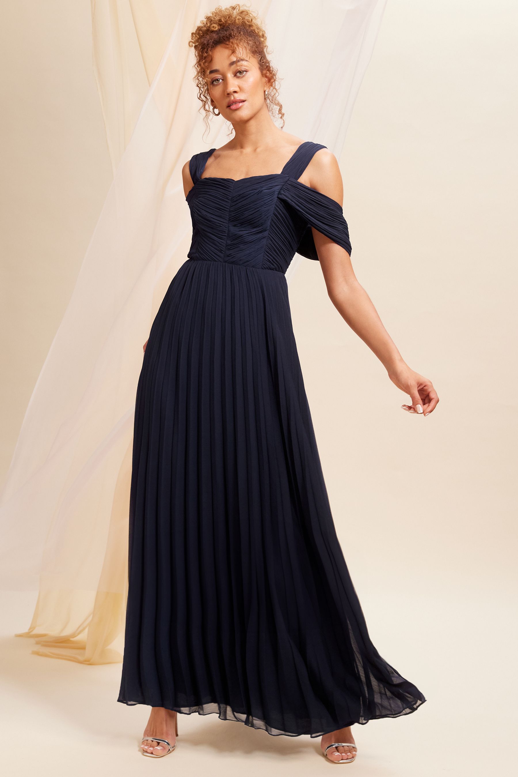 Cold shoulder pleated dress on sale