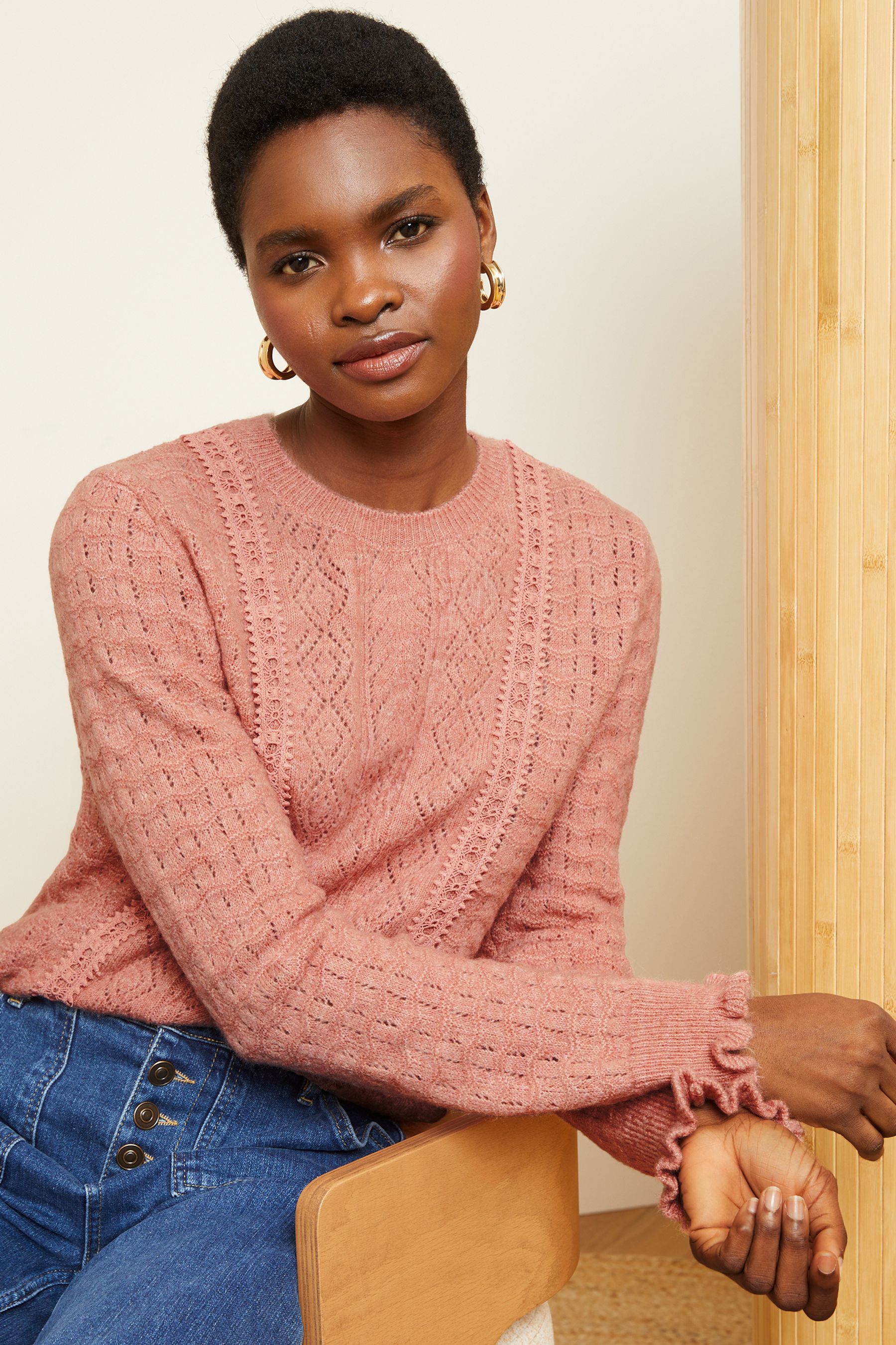 Buy Love Roses Pink Cosy Stitch Detail Jumper from Next Canada