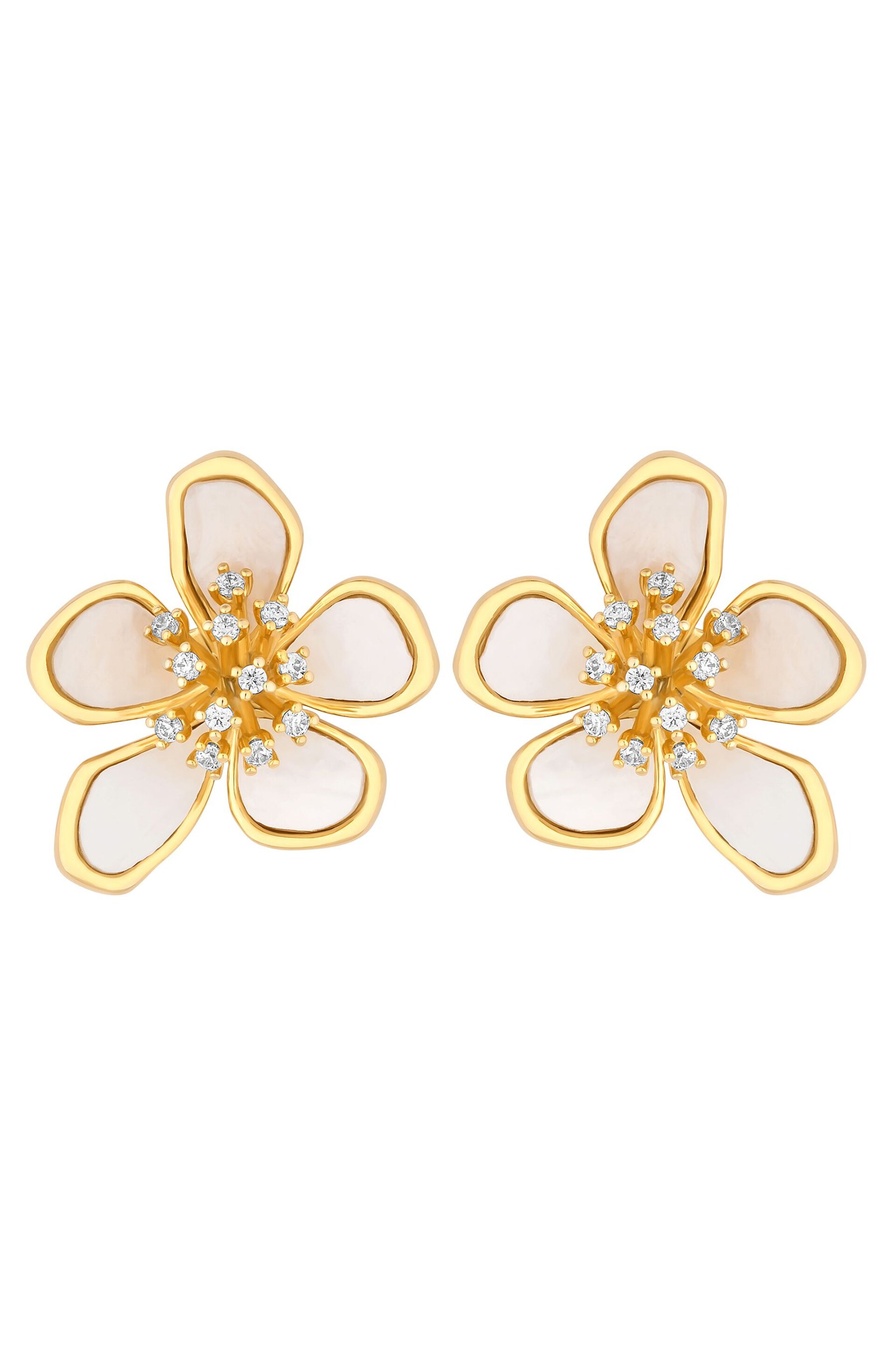 Jon Richard Gold Statement Flower Earrings - Image 3 of 3