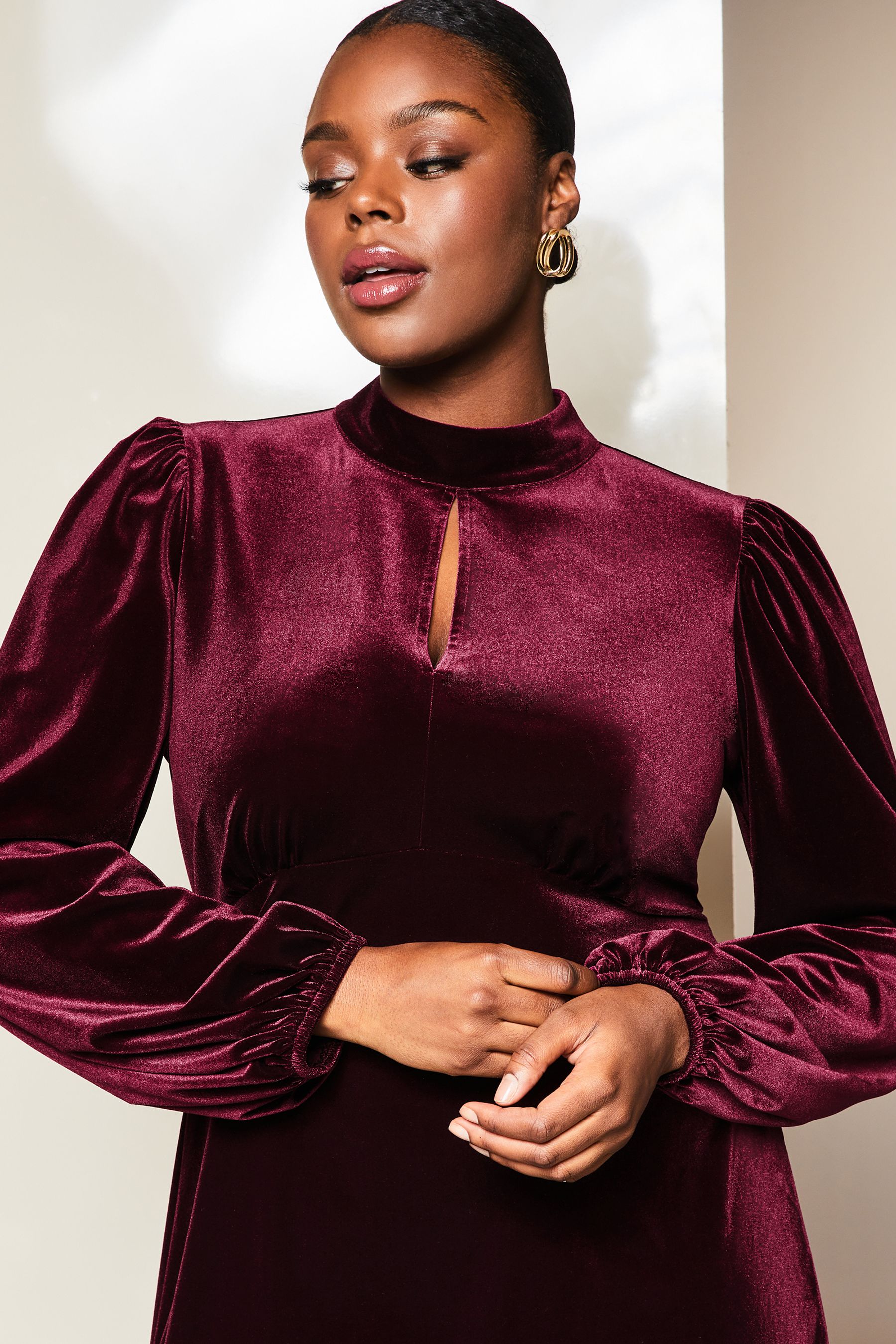 High neck velvet dress shop