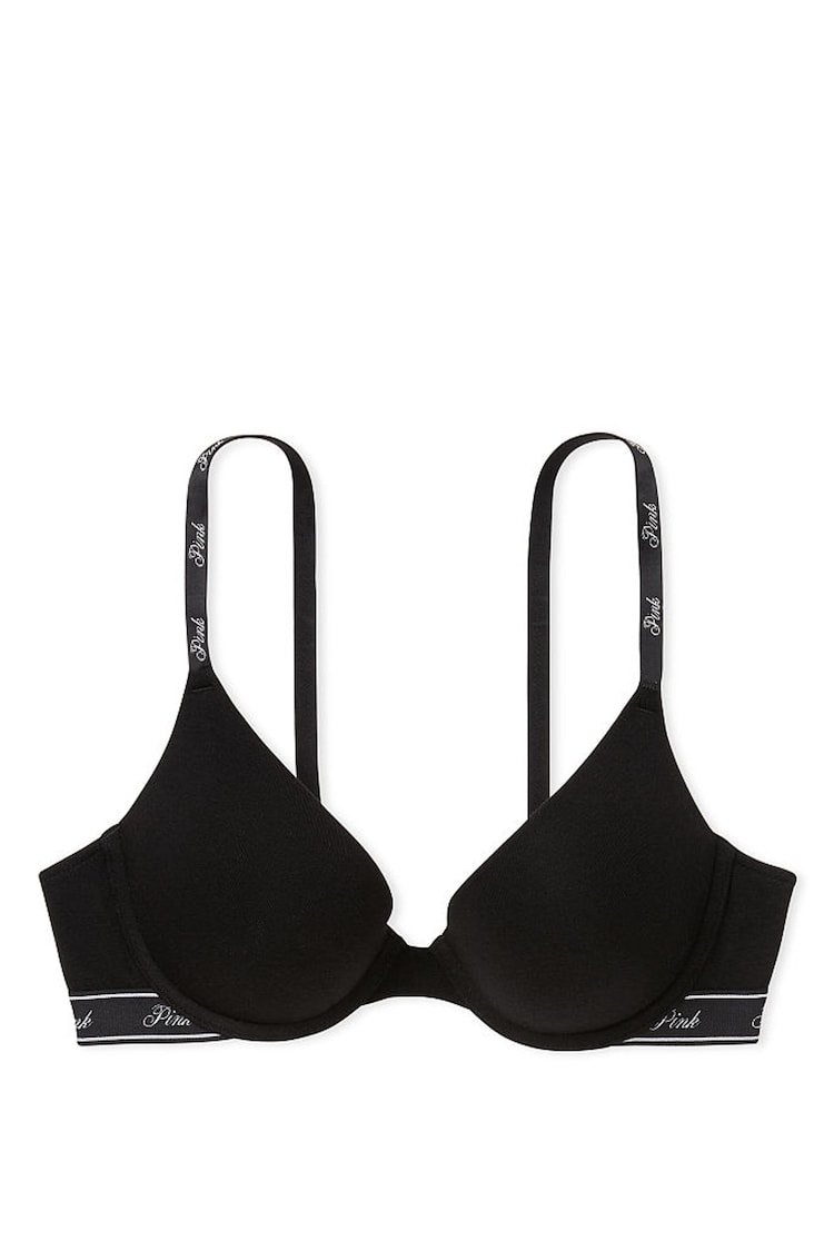 Victoria's Secret PINK Black Push Up Cotton Logo Bra - Image 3 of 3