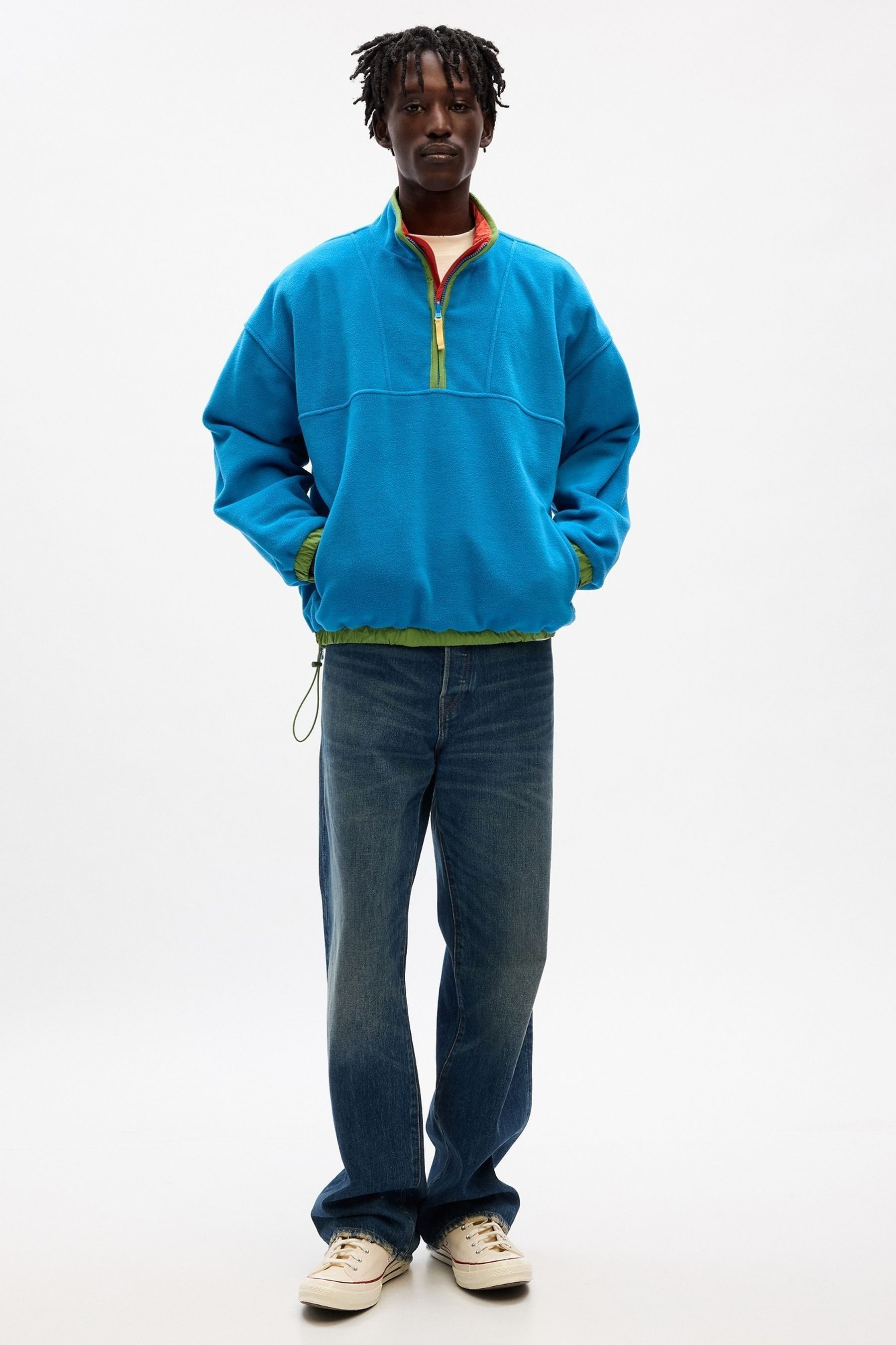 Buy Gap Blue Orange Unisex Sean Wotherspoon Reversible Half Zip Fleece Pullover from Next Ireland