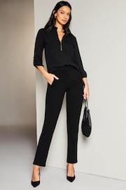 Lipsy Black Zip Front Utility Pocket Blouse - Image 3 of 4