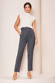 Lipsy Grey Petite Tapered Belted Smart Trousers - Image 2 of 4