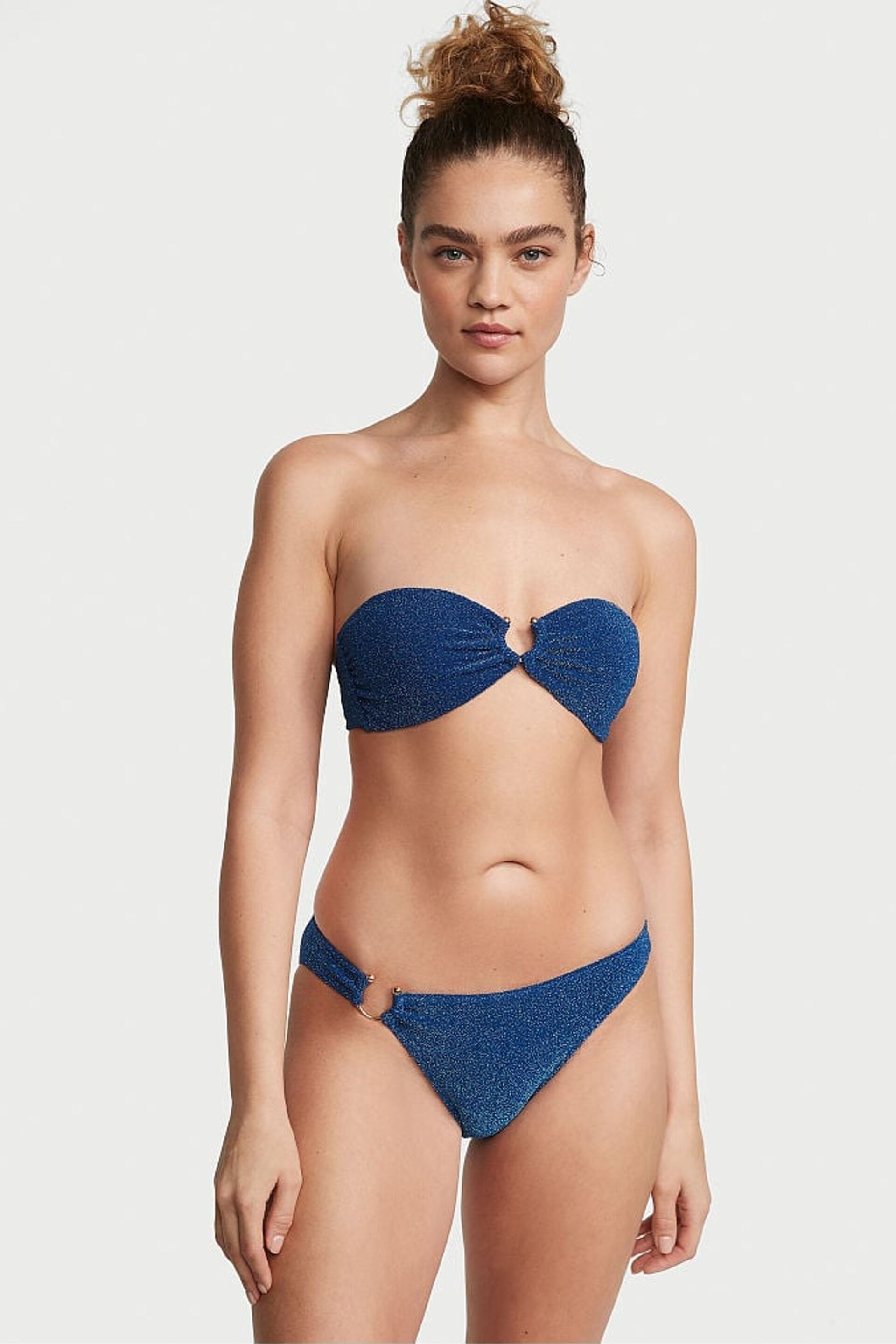 Victoria's Secret Diver Blue Cheeky Shimmer Swim Bikini Bottom - Image 1 of 3