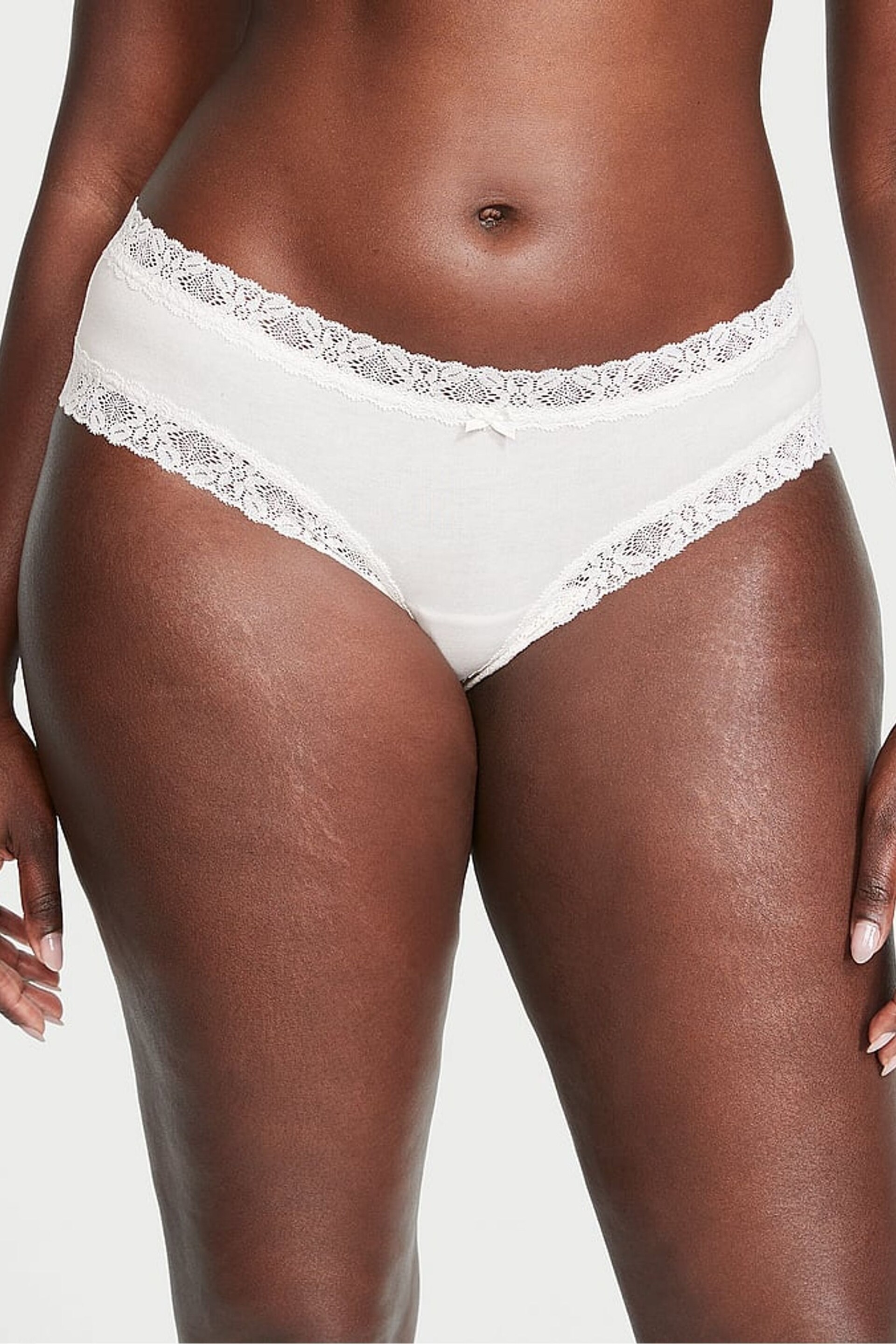 Victoria's Secret Coconut White Cheeky Lace Waist Knickers - Image 1 of 3