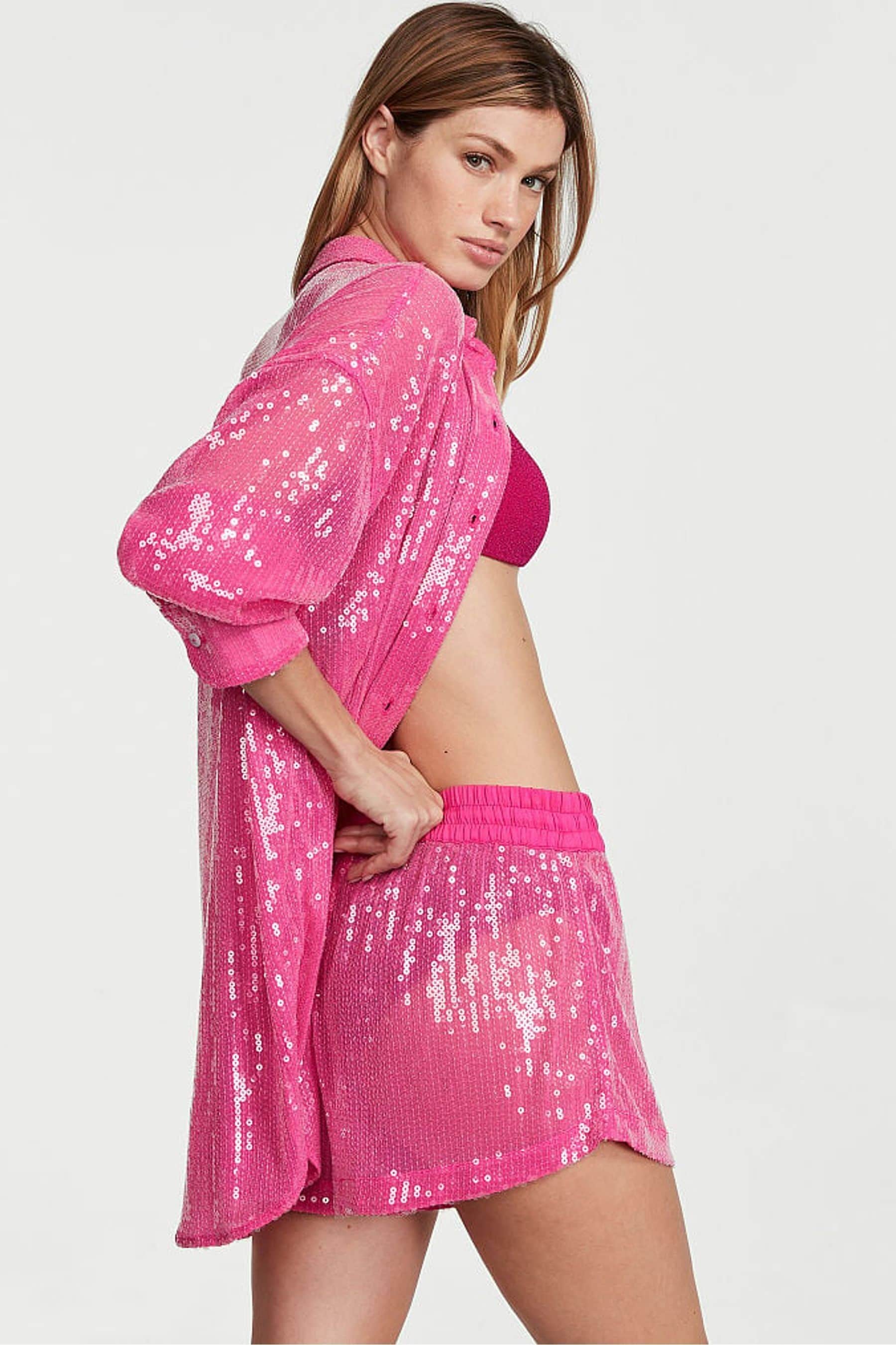 Buy Victoria s Secret Forever Pink Sequin Mesh Shorts from the Next UK online shop