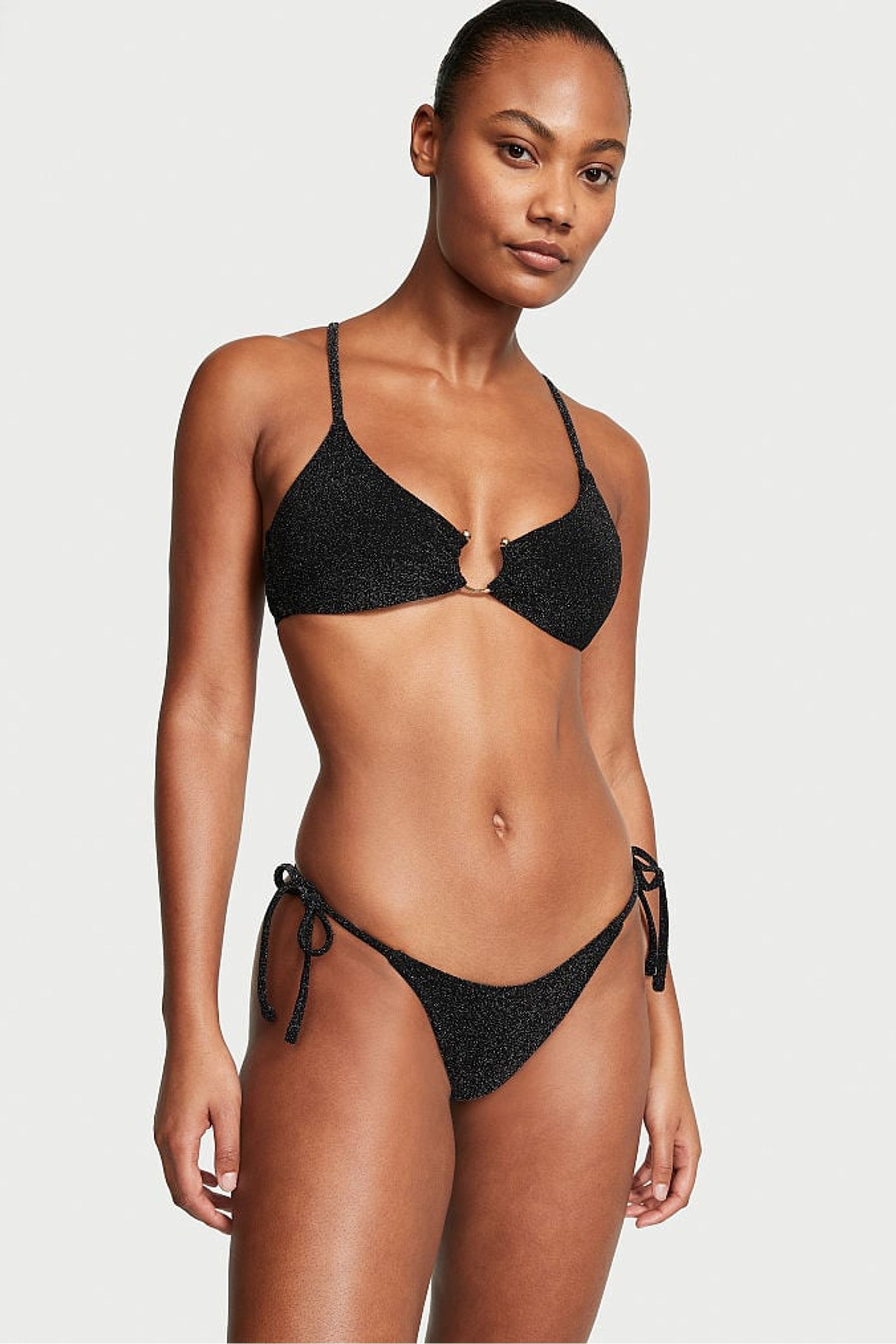 Buy Victoria s Secret Nero Black Brazilian Shimmer Swim Bikini Bottom from Next Malta
