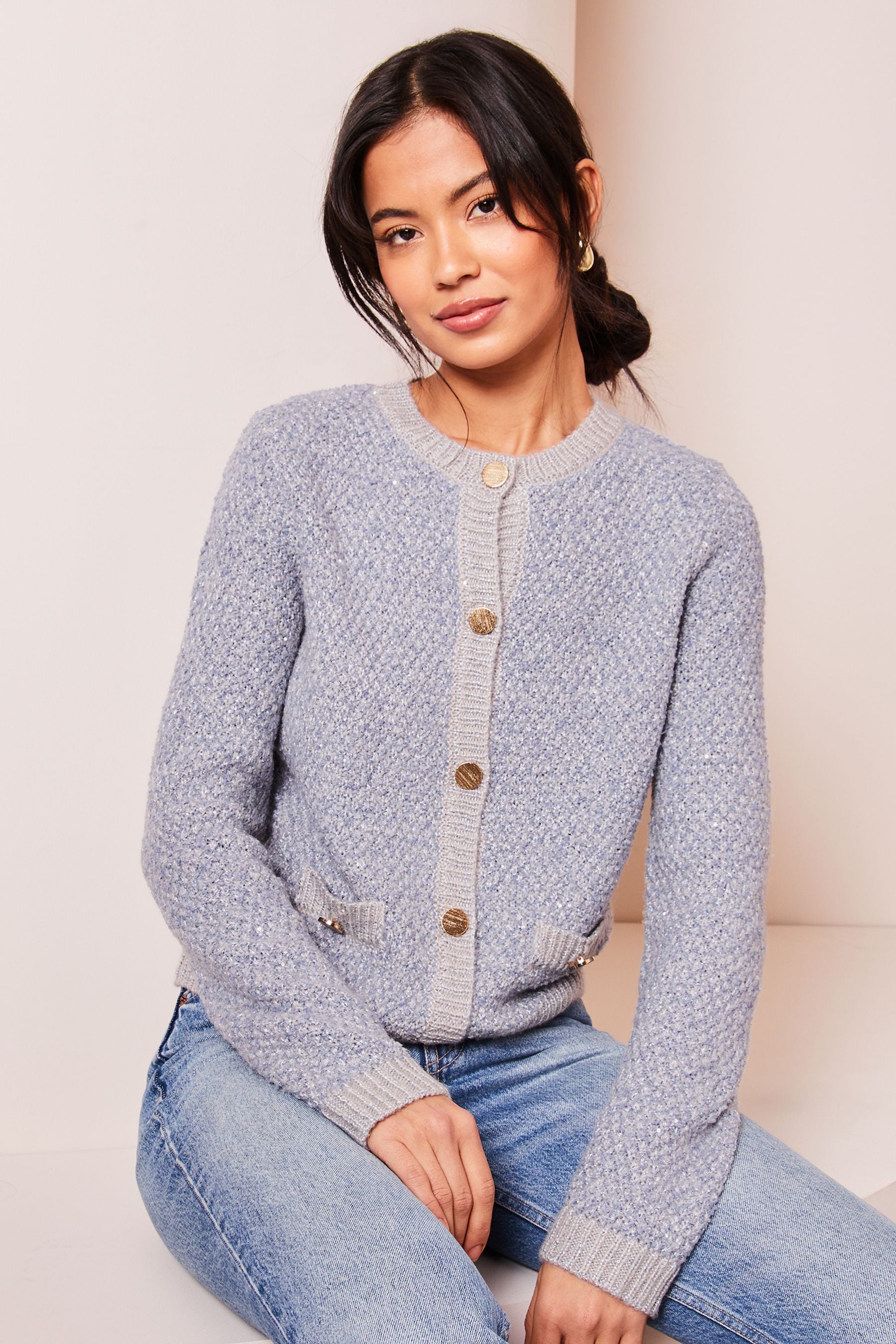 Buy Lipsy Blue Long Sleeve Pocket Detail Cardigan from Next Luxembourg