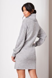 Lipsy Grey Long Sleeve Cowl Neck Knitted Jumper Dress - Image 2 of 4
