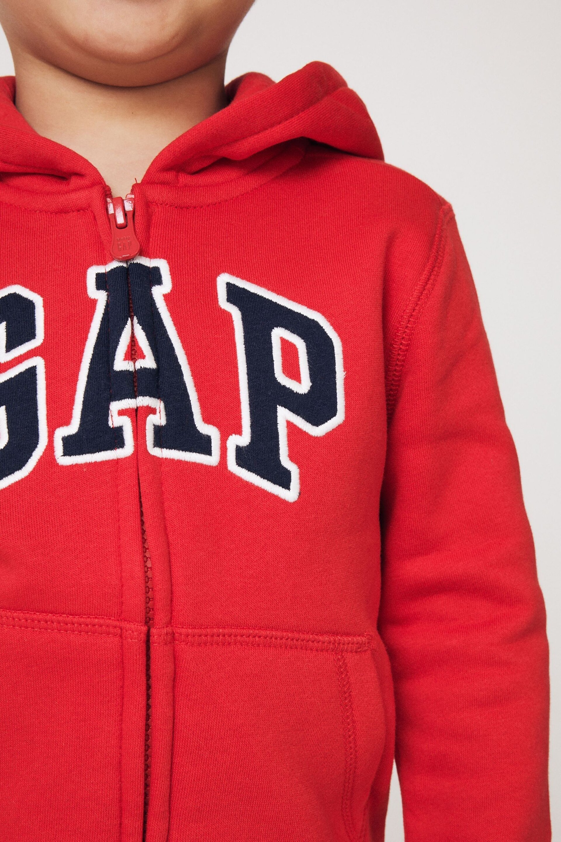 Gap Red Logo Zip Up Hoodie (Newborn - 5yrs) - Image 5 of 8