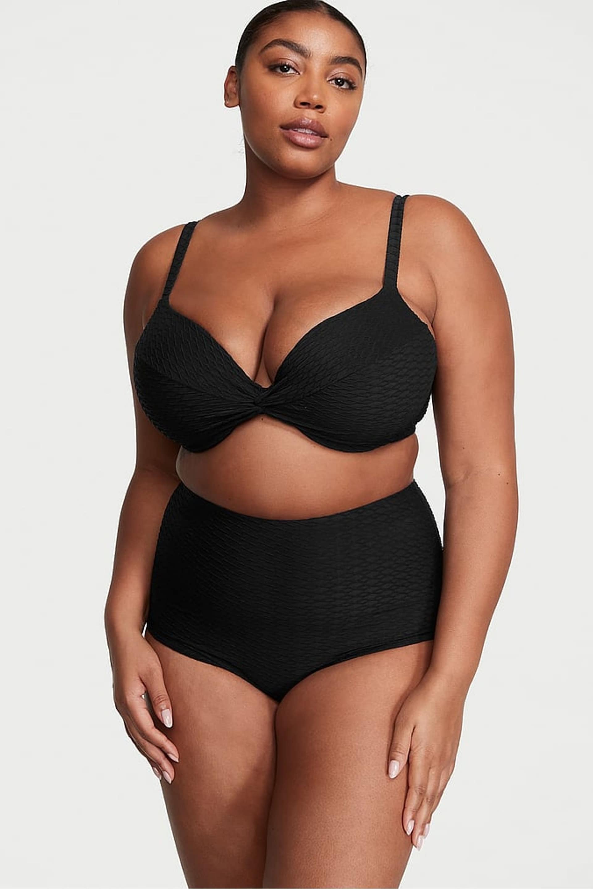 Victoria's Secret Black Fishnet Push Up Swim Bikini Top - Image 1 of 3