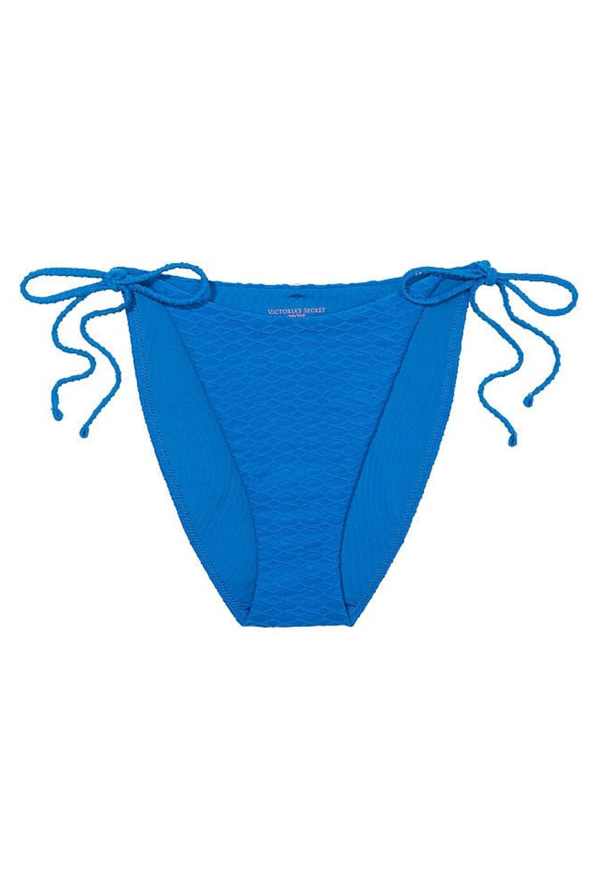 Victoria's Secret Shocking Blue Fishnet Tie Side High Leg Swim Bikini Bottom - Image 3 of 3