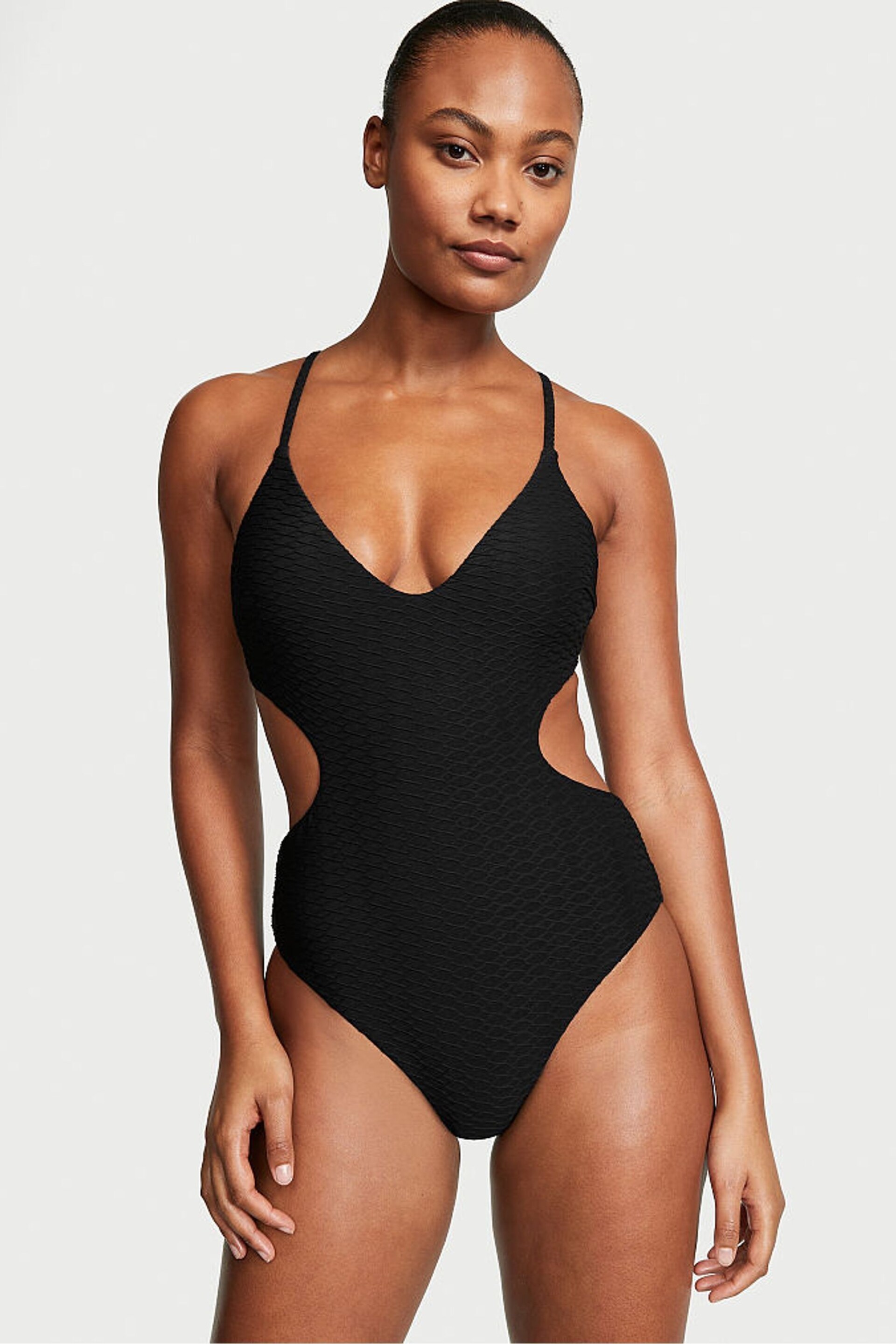 Victoria's Secret Black Fishnet Cutout Swimsuit - Image 1 of 3