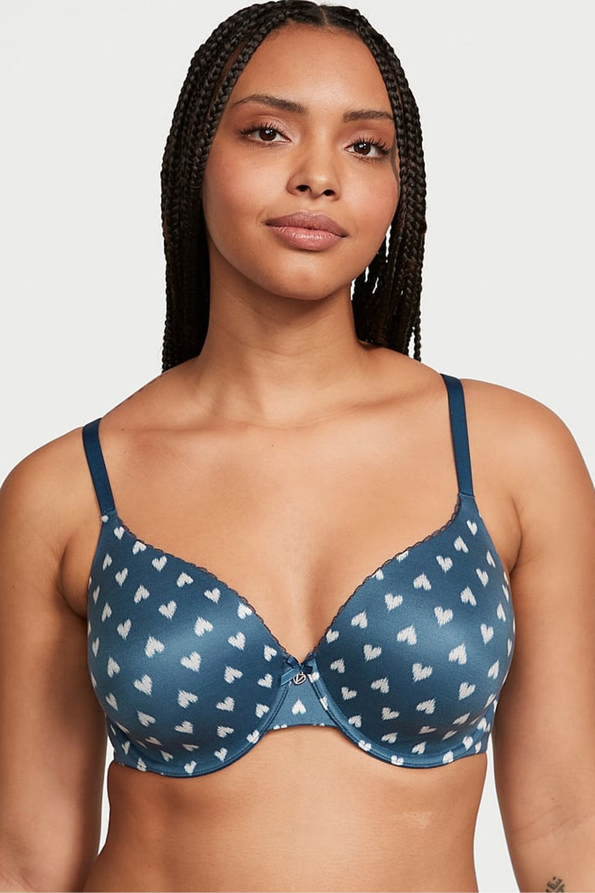 Victoria's Secret Midnight Sea Navy Blue Heart Lightly Lined Full Cup Bra - Image 1 of 3