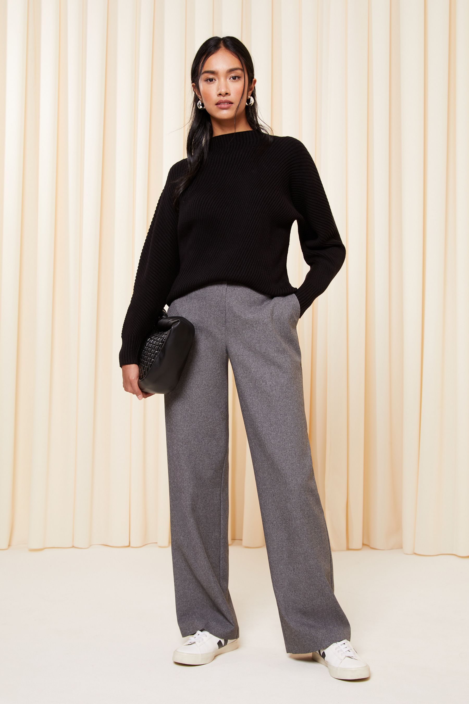 Buy Friends Like These Black Ribbed Cosy Batwing Jumper from Next Luxembourg