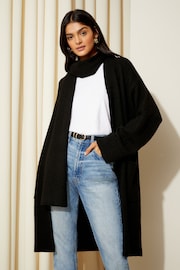 Friends Like These Black Cosy Longline Detachable Scarf Cardigan - Image 3 of 4