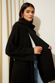 Friends Like These Black Cosy Longline Detachable Scarf Cardigan - Image 4 of 4