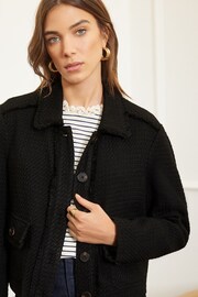 Love & Roses Black Boucle Tailored Button Through Jacket - Image 2 of 4