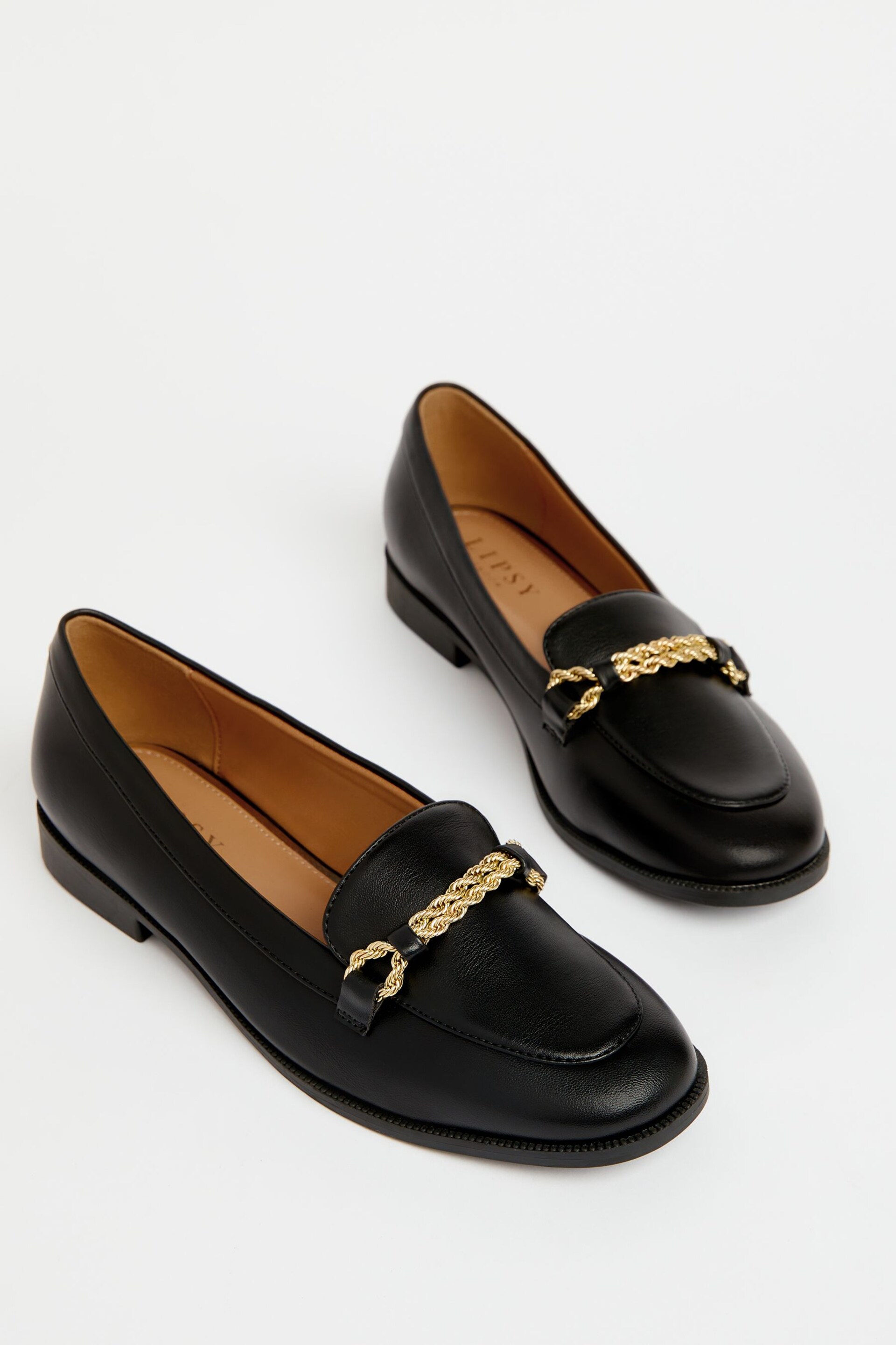 Lipsy Black Flat Metal Trim Slim Sole Loafer - Image 6 of 8