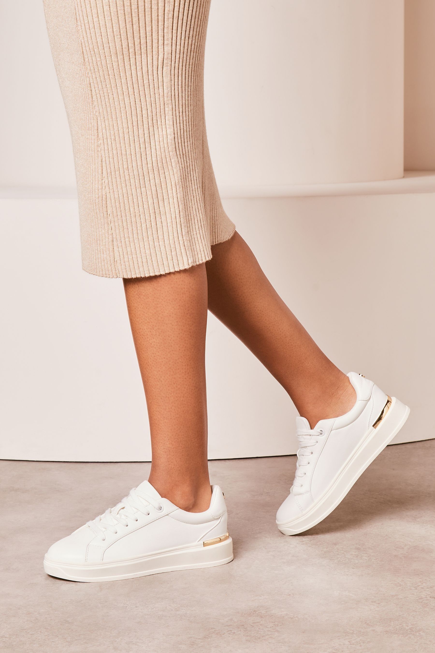 Buy Lipsy White Low top Lace Up Metal Clip Trainer from Next Luxembourg