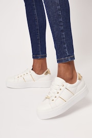 Lipsy White Regular Fit Chunky Flatform Lace Up Trainer - Image 2 of 3