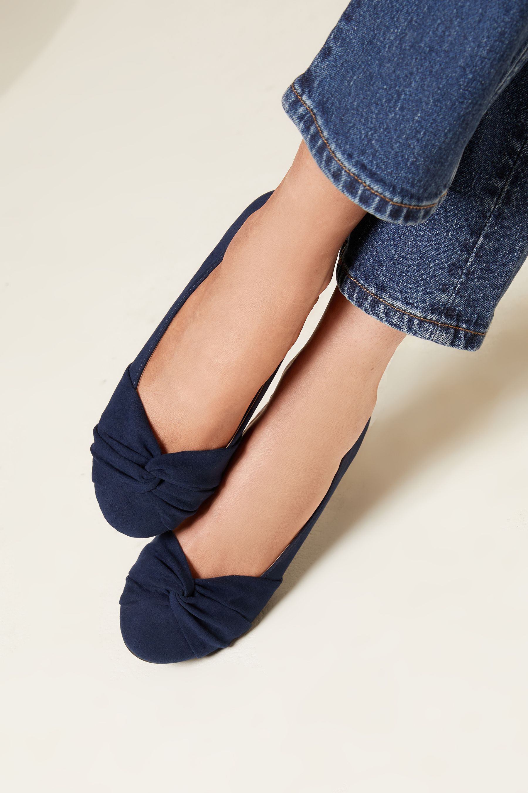 Buy Friends Like These Navy Blue Regular Fit Round Toe Twist Flat Ballet Pumps from the Next UK online shop