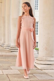 Lipsy Pink Ruffle Corsage Maxi Prom Dress (7-16yrs) - Image 1 of 5