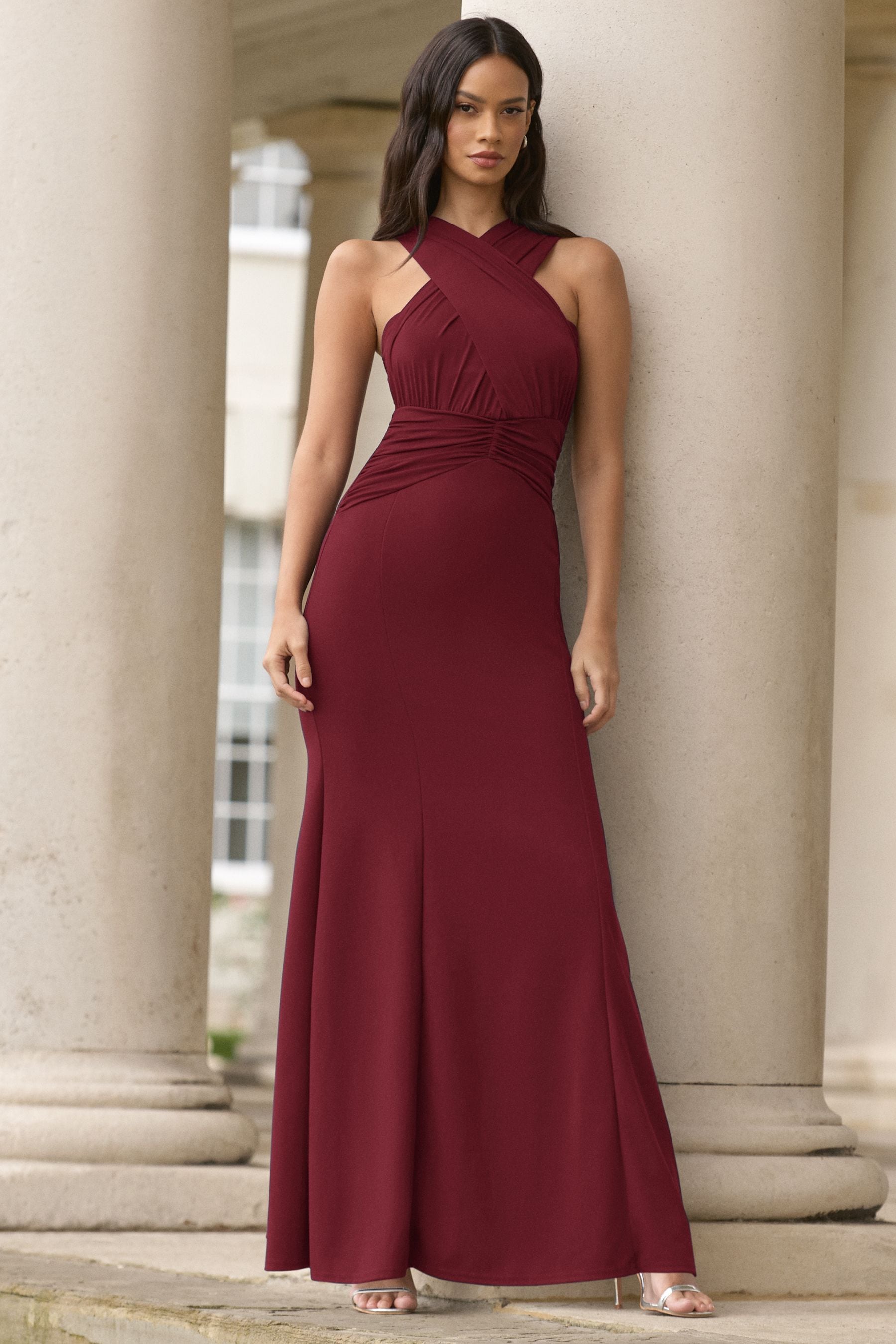 Buy Lipsy Red Bridesmaid Multiway Fabric Mix Maxi Dress from Next Luxembourg