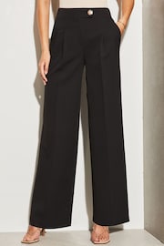 Lipsy Black Petite Relaxed Wide Leg Tailored Trousers - Image 1 of 4