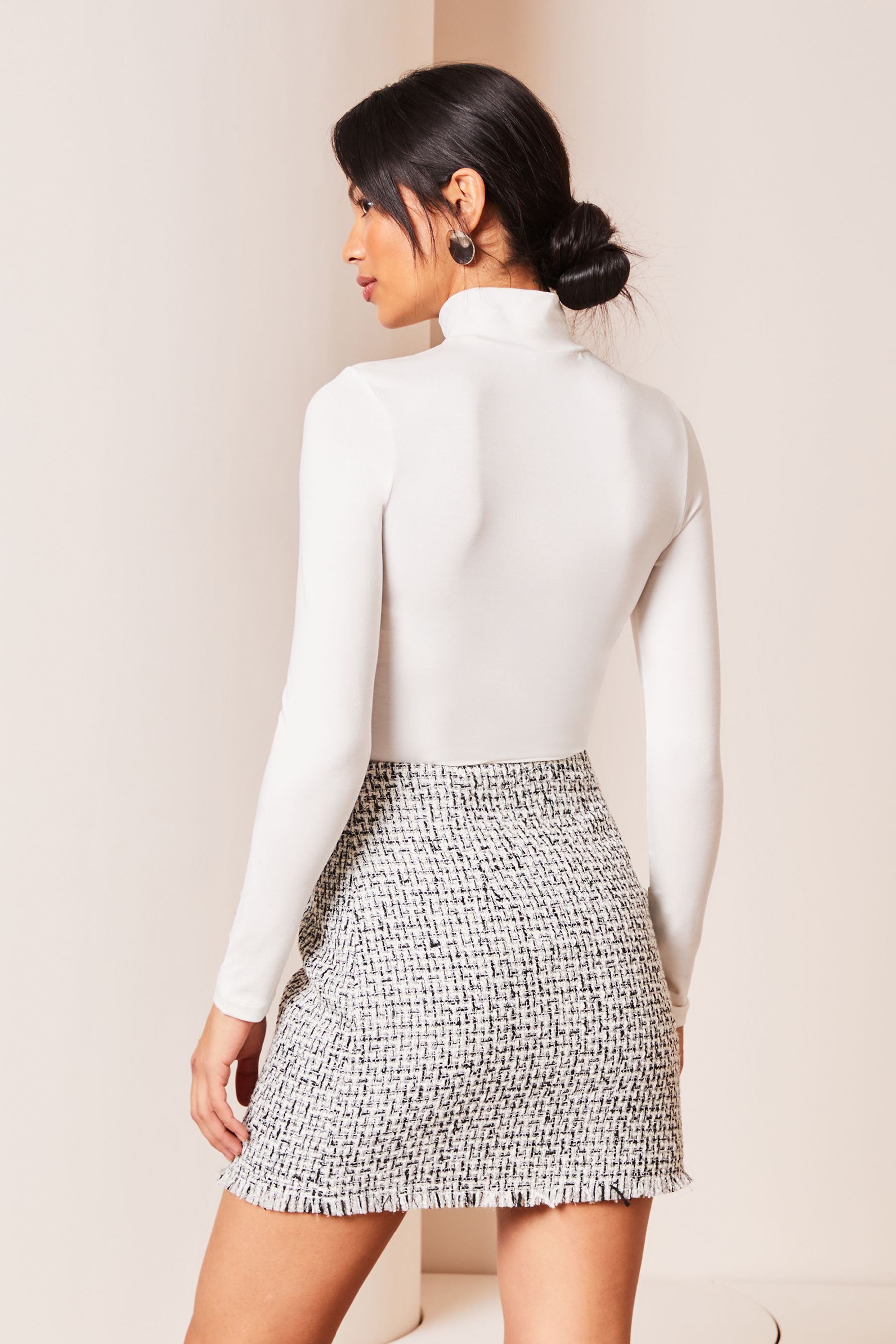 Buy Lipsy Black Black White Tailored Sequin Boucle Mini Skirt from Next Luxembourg