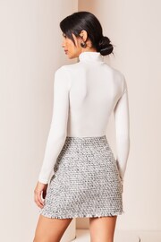 Lipsy Black Black/White Tailored Sequin  Boucle Mini Skirt - Image 2 of 4