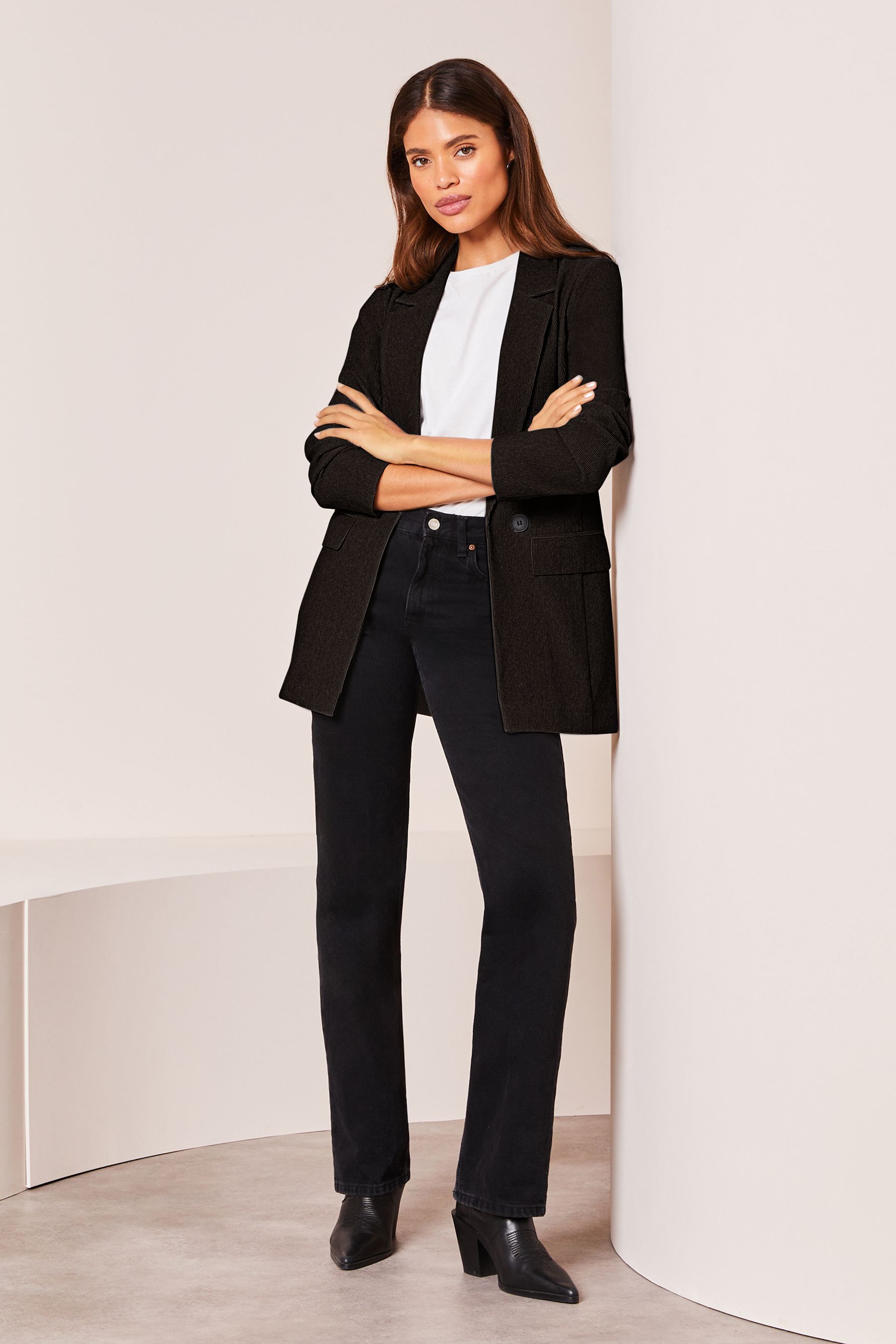 Buy Lipsy Black Jersey Ribbed Blazer from Next Qatar