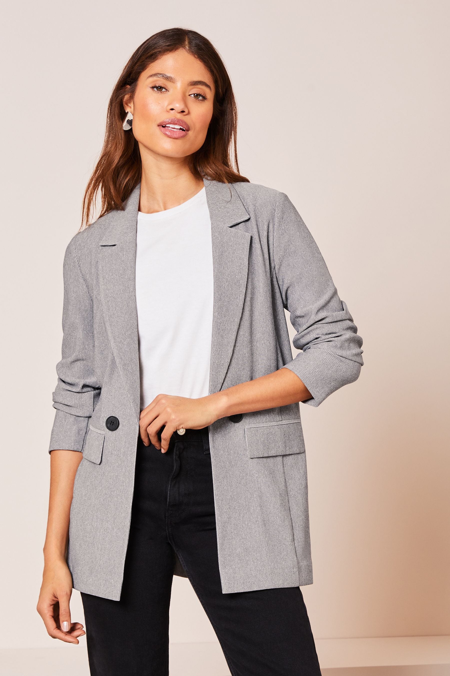 Womens grey jersey blazer top