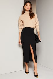 Lipsy Black Petite Tailored Column Midi Skirt - Image 3 of 4