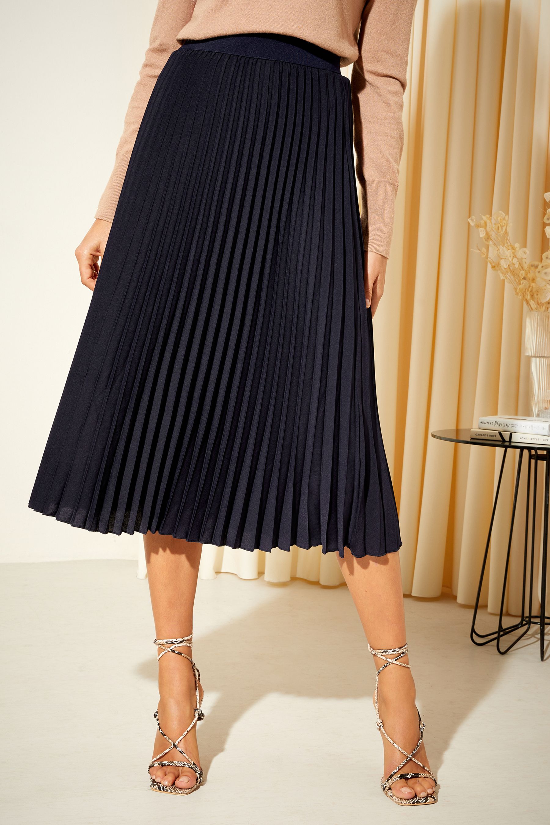 Next navy pleated midi skirt sales