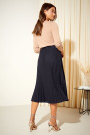 Friends Like These Navy Blue Pleat Summer Midi Skirt - Image 4 of 4