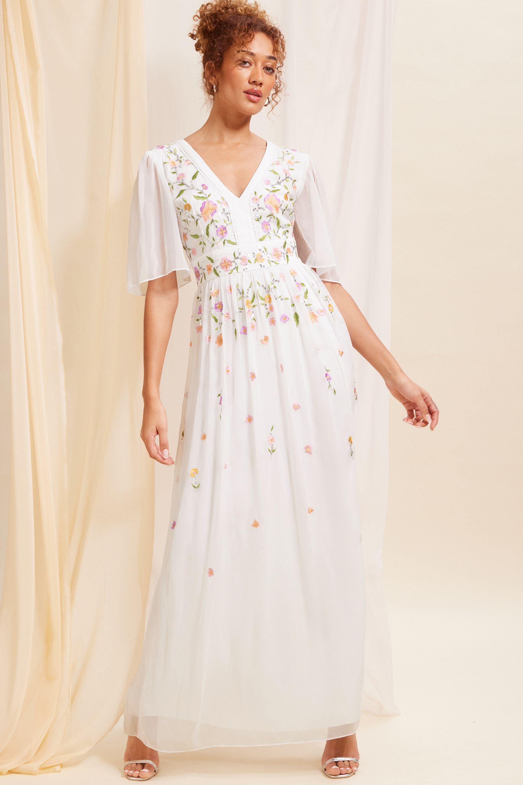 Ivory chiffon maxi dress discount