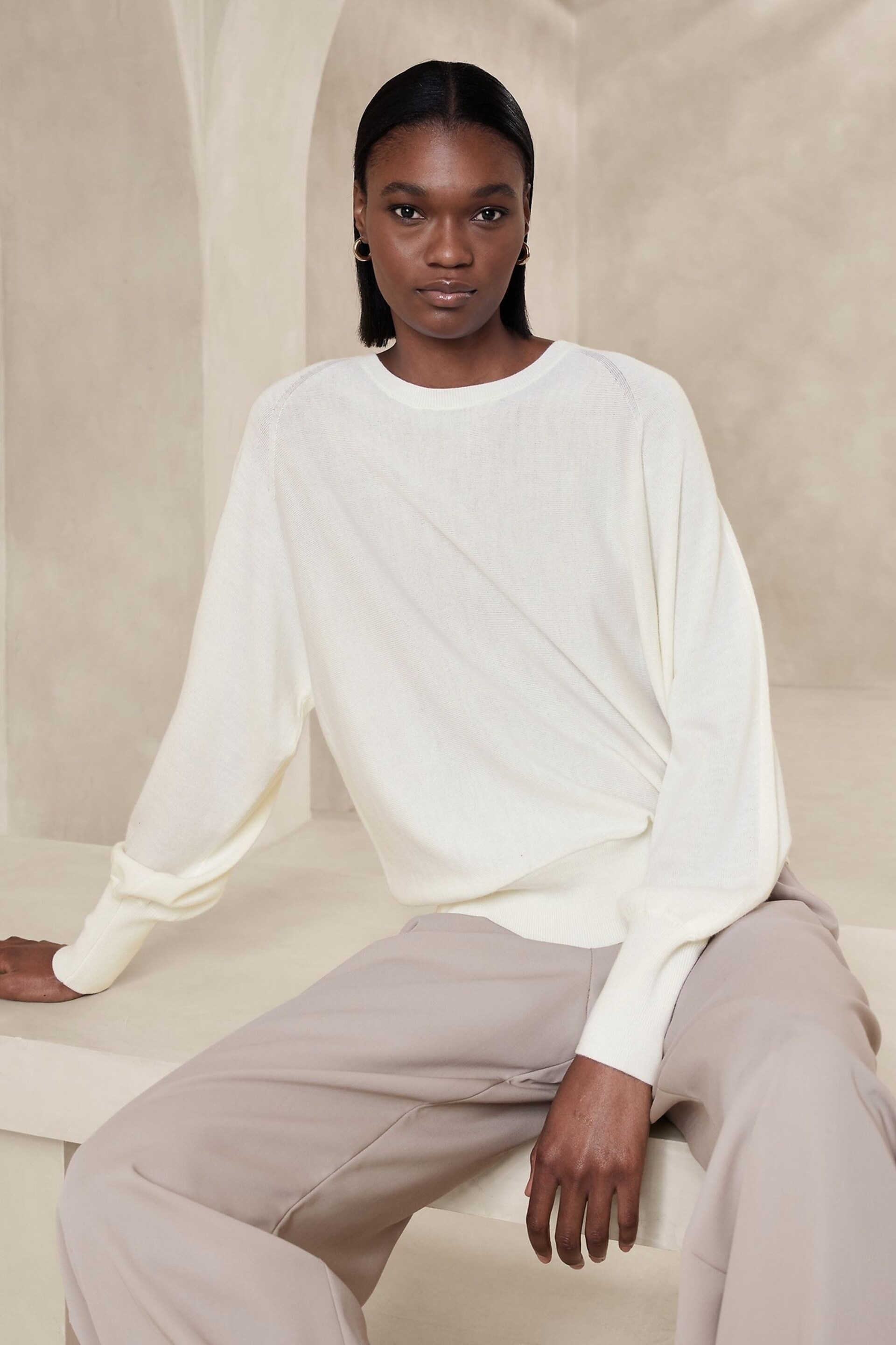 Banana Republic White Telma Merino Jumper - Image 1 of 4