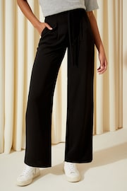 Friends Like These Black Tie Waist Wide Leg Trousers - Image 1 of 4