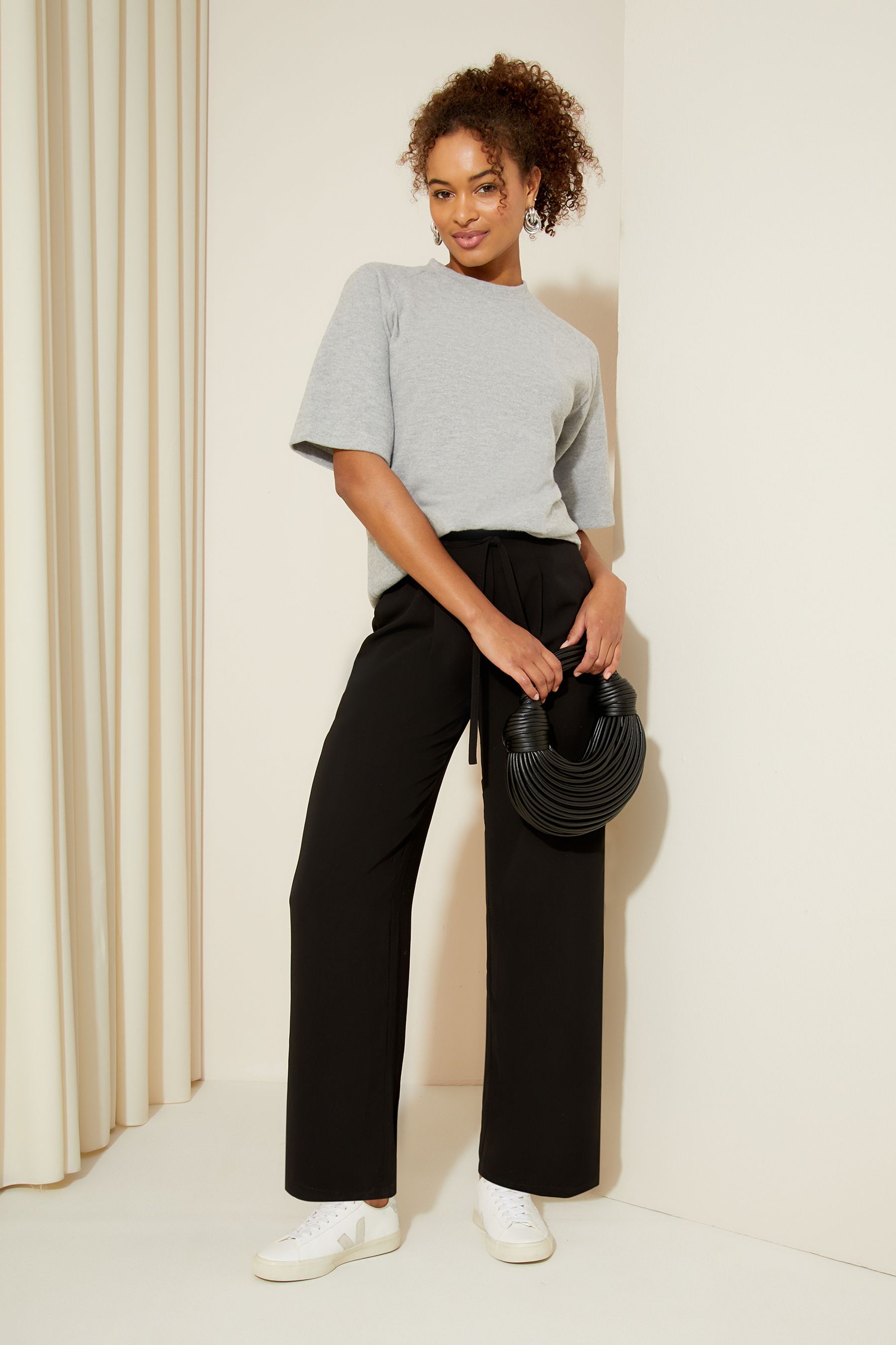 Buy Friends Like These Black Tie Waist Wide Leg Trousers from Next Luxembourg