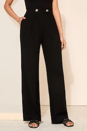 Friends Like These Black Wide Leg Trousers With Linen - Image 1 of 4