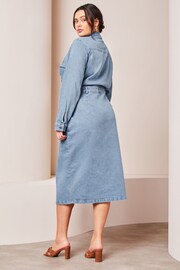 Lipsy Blue Curve Denim Button Through Midi Dress - Image 2 of 4