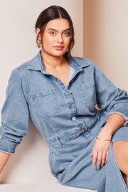 Lipsy Blue Curve Denim Button Through Midi Dress - Image 4 of 4