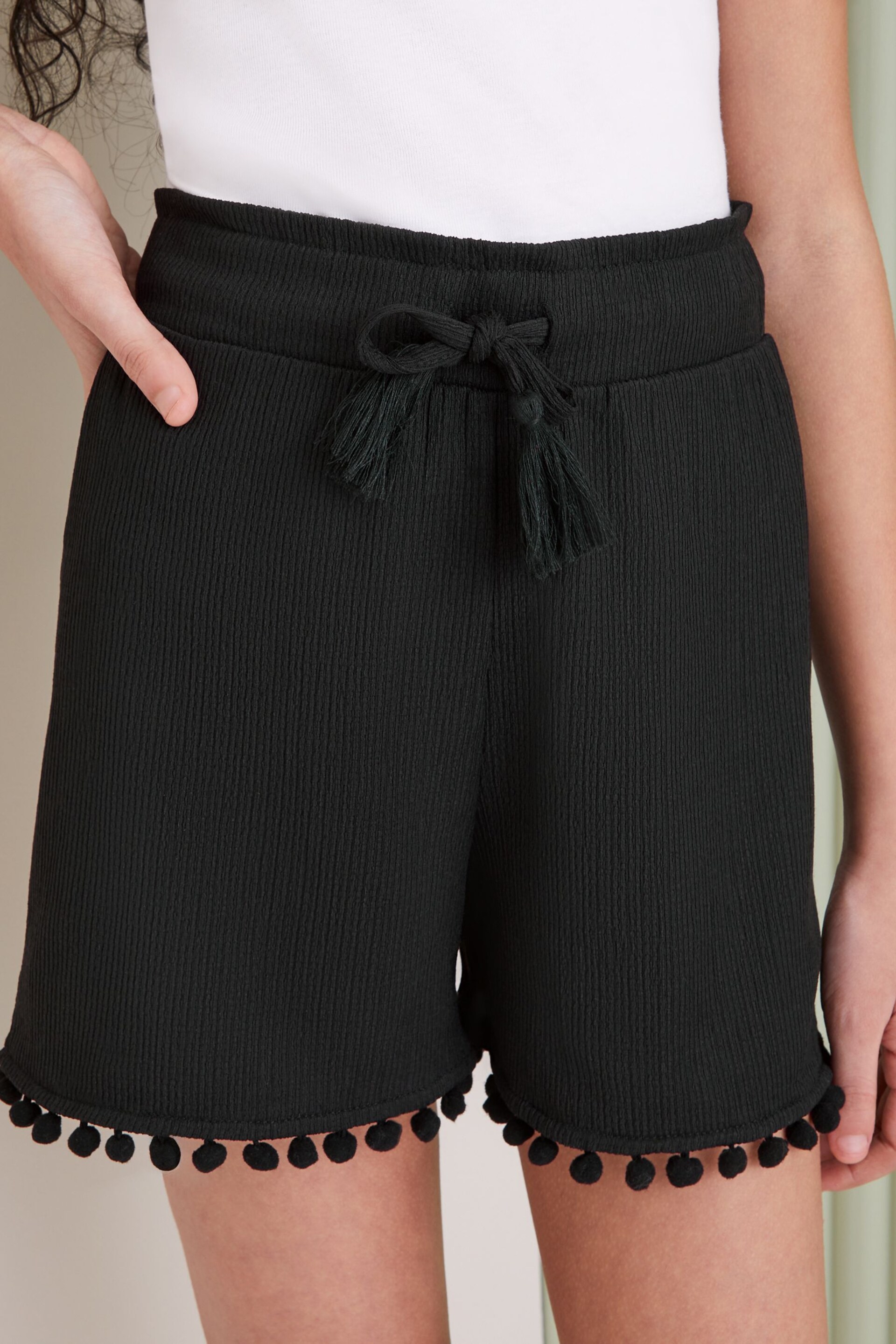 Lipsy Black Trim Beach Shorts (5-16yrs) - Image 2 of 4